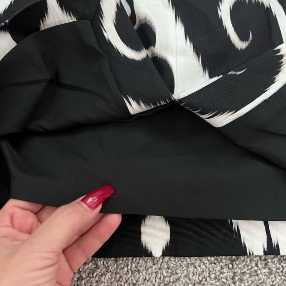 🩷 WHITE HOUSE BLACK MARKET Ikat tapestry Black Pink embroidered Midi skirt Med - Picture 7 of 8